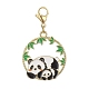 Round Ring with Panda Alloy Enamel Pendant Decorations HJEW-JM01042-3
