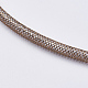メッシュチューブ  プラスチックネット糸コードネックレス  真鍮カニカン付き  プラチナ  ブラウン  18.8インチ（48cm）  3.5mm NJEW-F199-A06-2