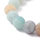 Natural Frosted Flower Amazonite Round Beaded Stretch Bracelet with Dragon Charm BJEW-JB07596-6