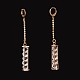 Column Brass Rhinestone Leverback Earrings EJEW-M046-17-1