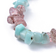Bracelets extensibles en copeaux de quartz d'amazonite naturelle et de fraise X-BJEW-JB04490-04-2