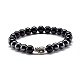 Bracelet extensible en perles rondes en obsidienne naturelle et en hématite synthétique non magnétique pour hommes et femmes BJEW-JB06968-2
