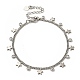 Bracelets à breloques ronds plats en laiton et verre avec chaînes gourmettes NJEW-R263-25P-1
