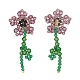 Aretes colgantes flor de la vida de cristal austriaco de imitación X1-EJEW-TA00029-03-3