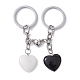 Natural Black Stone & Natural White Jade Heart Keychains KEYC-JKC00548-3