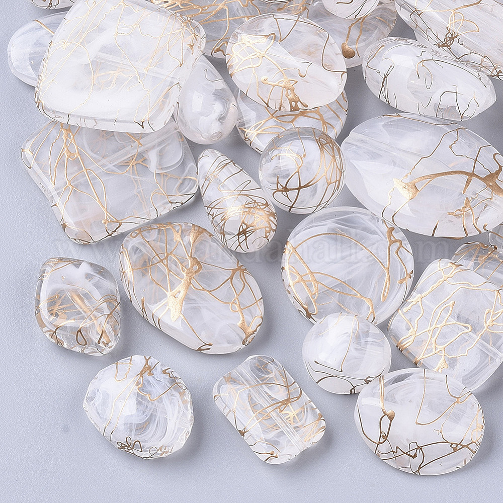 50 Mixed Color Acrylic Drawbench Round Beads 10mm