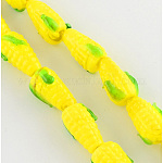 Autumn Theme Handmade Lampwork Beads, Corn, Yellow, 17x11x9mm, Hole: 2mm