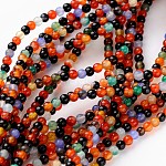 16 inch Color Agate Beads Strands, Dyed, Round, about 95pcs/strand, 4mm in diameter, hole: 0.8mm