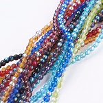 Glasperlen Stränge, Runde, Mischfarbe mit Farbe überzogen ab, Perlen: ca. 4 mm Durchmesser, Bohrung: 1 mm, etwa 13 Zoll / Strang, ca. 80 Stk. / Strang