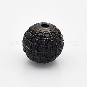 CZ латунные круглые бусины класса ААА с кубическими циркониями KK-O065-6mm-01B-NR