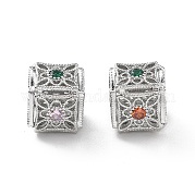 Латунные микро проложить кубического циркония бусы KK-G523-12P