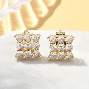 Серьги-клипсы из латунного микро-паве с прозрачными фианитами EJEW-A132-02C-G