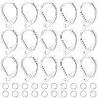 Beebeecraft 1 Box 50Pcs Leverback Earring Findings 925 Sterling Silver  Plated Clasp Earring Hooks 15.5x10mm Ear Wire Clip Earring Connector for