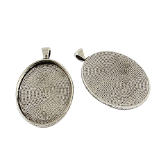 Tibetischen Stil   cabochon Fassungen mit Verbinder sind kostengünstige Alternativen zu Edelmetall, Bleifrei und cadmium frei, Antik Silber Farbe, 50.5x33x3.5 mm, Bohrung: 4.5x6 mm, Fach: 40x30 mm, ca. 51 Stk. / 500 g