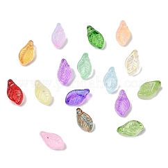 Perles en verre, feuille, couleur mixte, 12x6.5x5mm, Trou: 0.8mm