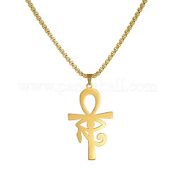 Ägyptische 304 Edelstahl Auge des Ra Ankh Kreuz Anhänger Box Kette Halsketten&nbsp;FS-WG026EA-02