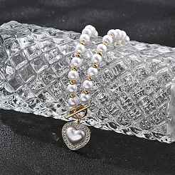 Collar con colgante de corazón de rhinestone de cristal de acero inoxidable 304 con revestimiento iónico (IP)&nbsp;NJEW-P320-20G