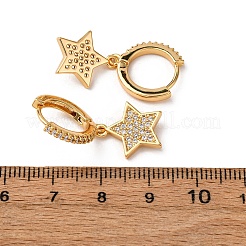 Stern Messing Micro Pave Creolen aus klarem Zirkonia&nbsp;EJEW-F384-04G