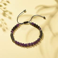 Bracelet de perles tressées en pierres précieuses naturelles et hématite synthétique pour femme&nbsp;BJEW-JB08181