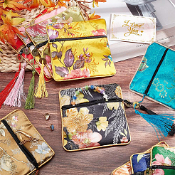 10 Stück 10 Farben Retro quadratische Stoff-Reißverschlussbeutel&nbsp;ABAG-PH0001-31