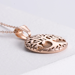 Colliers avec pendentif arbre de vie en acier inoxydable de style vintage&nbsp;FP9173