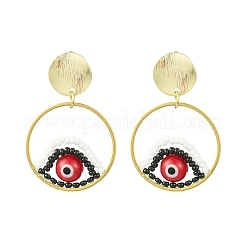 Pendientes colgantes de cuentas de vidrio hechos a mano con forma de ojo malvado&nbsp;EJEW-MZ00371-02