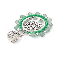 3 Stück 3 Stile facettiert rund natürliche grüne Aventurinee & Turmalin & Apatit & Glas Saatperlen Perlen europäischen baumeln Charms&nbsp;PALLOY-MZ00275