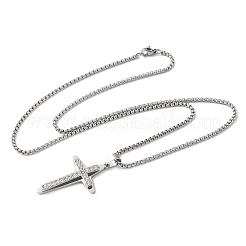 201 Edelstahl Kristall Strass Religion Kreuz Anhänger Halsketten&nbsp;NJEW-H065-11P