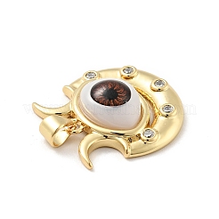 Malocchio con luna in ottone micro pavé pendenti in zirconi chiari&nbsp;KK-G419-10G-03