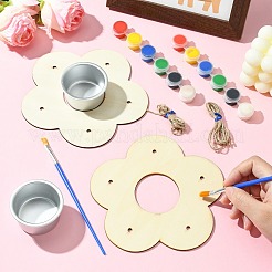 2 juego de comedero para pájaros de madera diy con flores&nbsp;DIY-CJ0002-55
