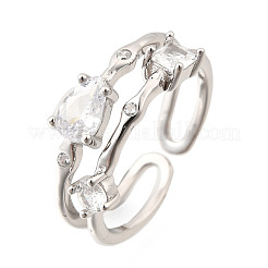 Verstellbare Manschettenringe aus Sterlingsilber mit Zirkonia in Tropfenform für Damen&nbsp;RJEW-S631-02P