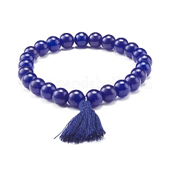 Ensemble de bracelets extensibles de perles rondes de jade de malaisie naturel teint&nbsp;BJEW-JB06956