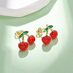 Orecchini a bottone in ottone smaltato&nbsp;EJEW-D322-06G-03