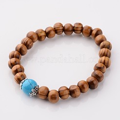 Bracelets extensibles en bois&nbsp;X-BJEW-JB02404