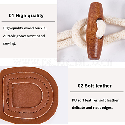 4 Paar Knebelschnallen aus Holz und PU-Kunstleder&nbsp;DIY-CY0002-24