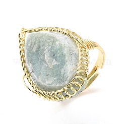 Anillo ajustable envuelto en ojo de caballo de amazonita natural&nbsp;G-D458-03G-08-RS