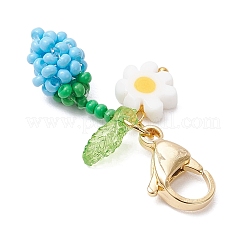 Decorazioni pendenti con perline di semi di vetro acrilico a forma di bocciolo di girasole&nbsp;HJEW-MZ00229-04