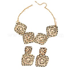Set di orecchini e collane in lega con geometria a spirale quadrata e stampa leopardata per donna&nbsp;FS-WGA43E4-01