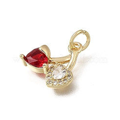 Anhänger aus Messing mit rotem Zirkonia-Pavé&nbsp;CU-L001-08G