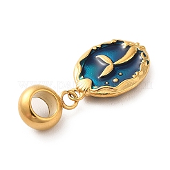Ionenplattierung (IP) 304 Edelstahl Dodger blau Emaille europäischen baumeln Charms&nbsp;STAS-G308-34G