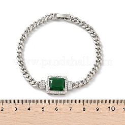 Pulseras de eslabones rectangulares de circonita cúbica micropavé de latón&nbsp;KK-R217-34P