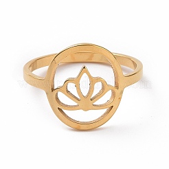 Anillo de acero inoxidable con forma de corona ovalada y revestimiento iónico (IP) 201&nbsp;RJEW-J051-06G