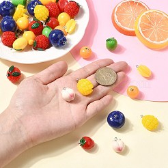 60 pendentif en résine opaque sur le thème des fruits&nbsp;AJEW-CJ0005-31