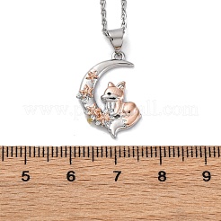Collane a catena con ciondolo a forma di luna e volpe in ottone per donna&nbsp;LS-NJEW-C067-02P