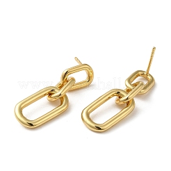 Pendientes colgantes ovalados huecos de latón chapado en estante para mujer&nbsp;LS-EJEW-Z019-13G