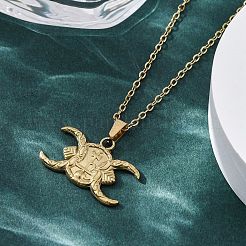 Collares colgantes de acero inoxidable 304 con cruz de luna creciente&nbsp;NJEW-M096-30G