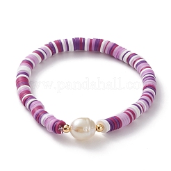 Braccialetti elastici perline heishi in argilla polimerica&nbsp;BJEW-JB05773