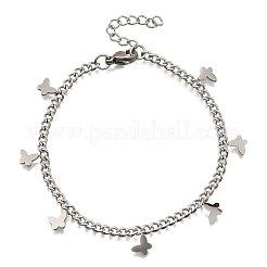 Bracelets papillon en acier inoxydable 304&nbsp;BJEW-R021-06P