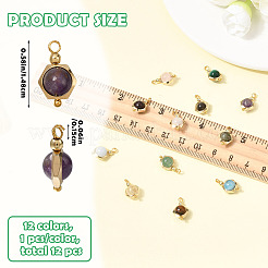 12 pz 12 stili rotondi ciondoli con pietre preziose naturali miste&nbsp;PALLOY-SW00151