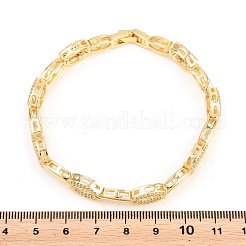 Pulseras de cadena de eslabones de circonita cúbica transparente con micropavé de latón ovalado para mujer&nbsp;BJEW-T025-03B-G